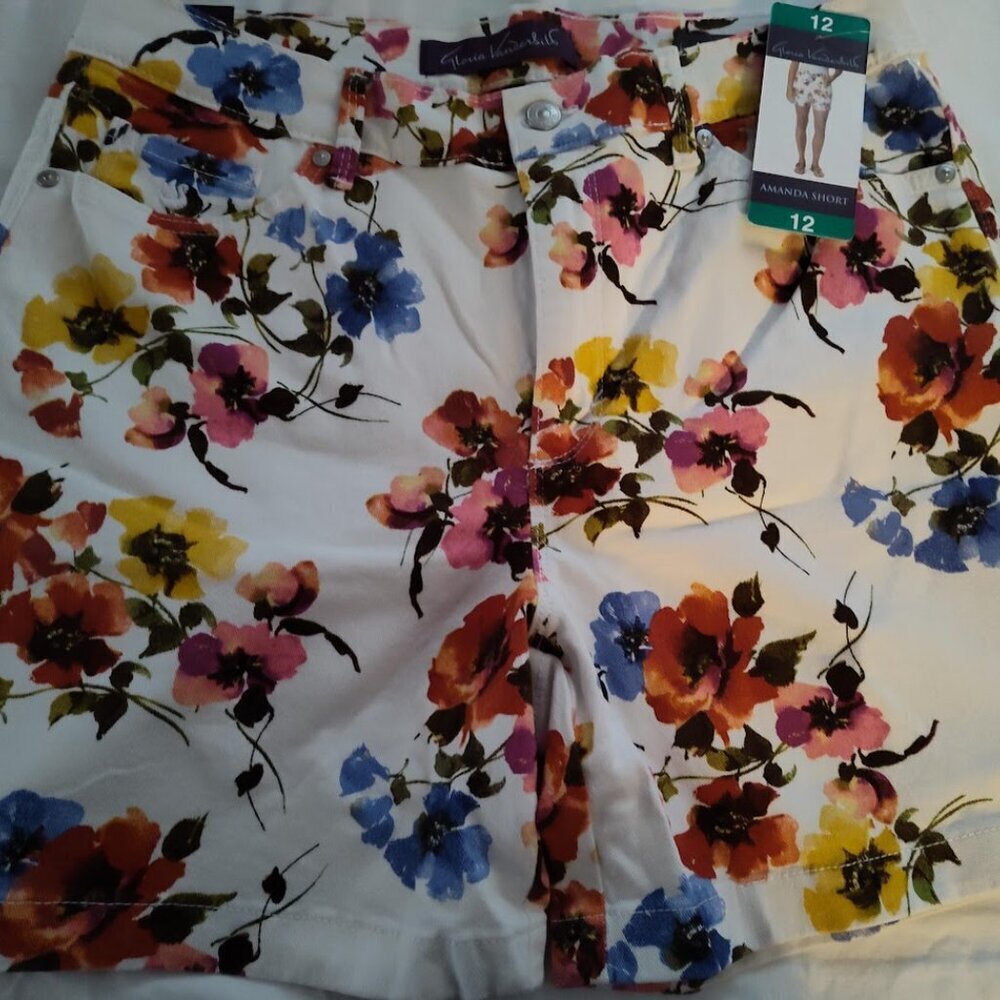 Gloria Vanderbilt Amanda Short Length High Risa Women's Shorts Floral Size 12 - Picture 2 of 7